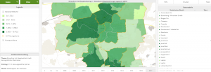 Screenshot Stadtbezirkstatistik Einwohner mit Hauptwohnung in Jena 2017: Kartenausschnitt mit Daten und Legende