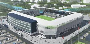 Eine 3D-Ansicht eines neuen Stadions