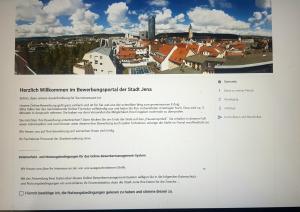 Internetseite zum Bewerbungsportal Jena