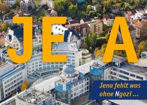 Blick auf den Ernst-Abbe-Platz und die Goethegalerie ohne ein markantes Hochhaus , JE A - Jena fehlt was ohne Ngozi