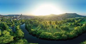 Panorama von Jena mit Blick auf das Paradies und die Saale