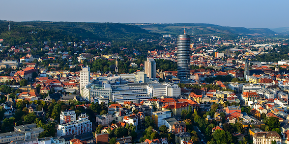 Eine Panoramaansicht der Stadt Jena