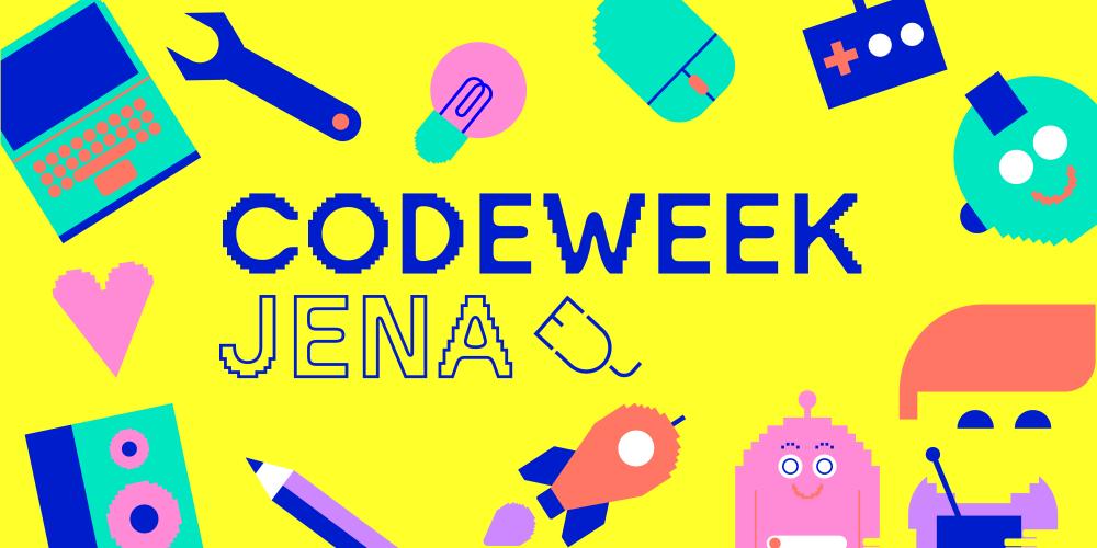 Eine Collage mit der Aufschrift Codeweek Jena