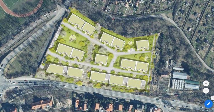 Ein Plan mit der Anordnung verschiedener Häuser