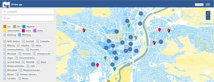 Screenshot der Wandelkarte Jena