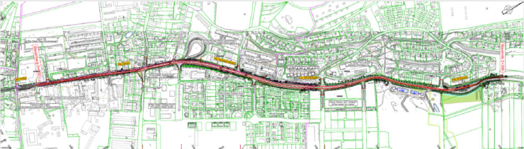Karte: Der Bereich der Bauabschnitte.