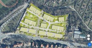 Ein Plan mit der Anordnung verschiedener Häuser