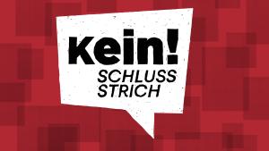 Rot-Weiße Grafik mit der Aufschrift: Kein Schlussstrich