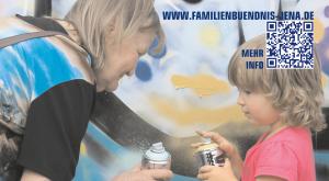 Frau mit Kind und Spraydosen 