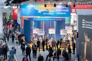 Blick in die Messehalle während der EXPO Real 2021