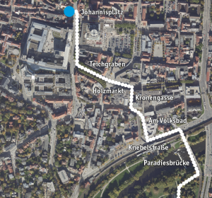 Eine Karte mit einer Marschroute