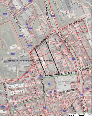 Eingenordeter Übersichtslageplan VBB-Wz 06 mit Geltungsbereich