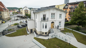 Luftbild des Bestattunhshauses Jena