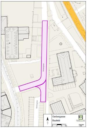Lageplan Baubereich Gerbergasse Jena