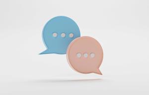 blaue und rote Sprechblase