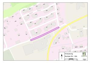 In einer Karte ist ein Straßenabschnitt markiert.