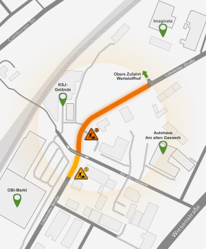 Karte des Baubereichs in der Löbstedter Straße