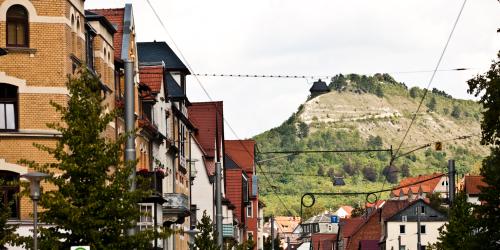 Blick auf den Jenzig von der Karl Liebknecht Straße aus 