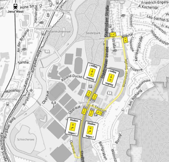 Umleitung Stadion stadteinwärts