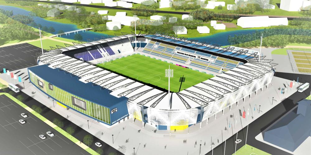 Ein virtuelles Modell eines Stadions