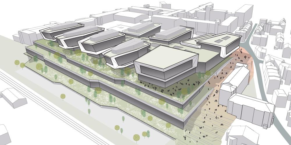 Eine Bauzeichnungen eines Firmengeländes