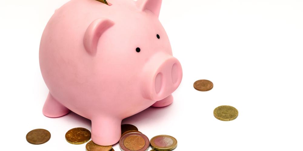 Ein Sparschwein mit Euromünzen 