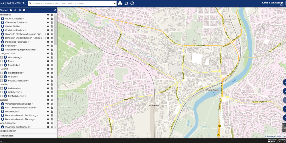 Screenshot Kartenportal Jena