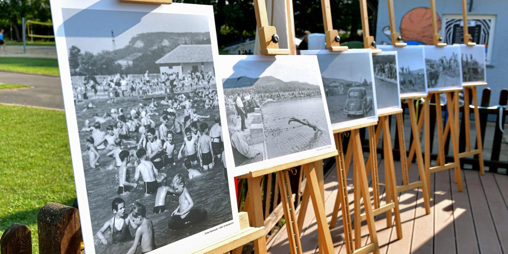 Aufstellung mehrerer histroischer Bilder vom Ostbad