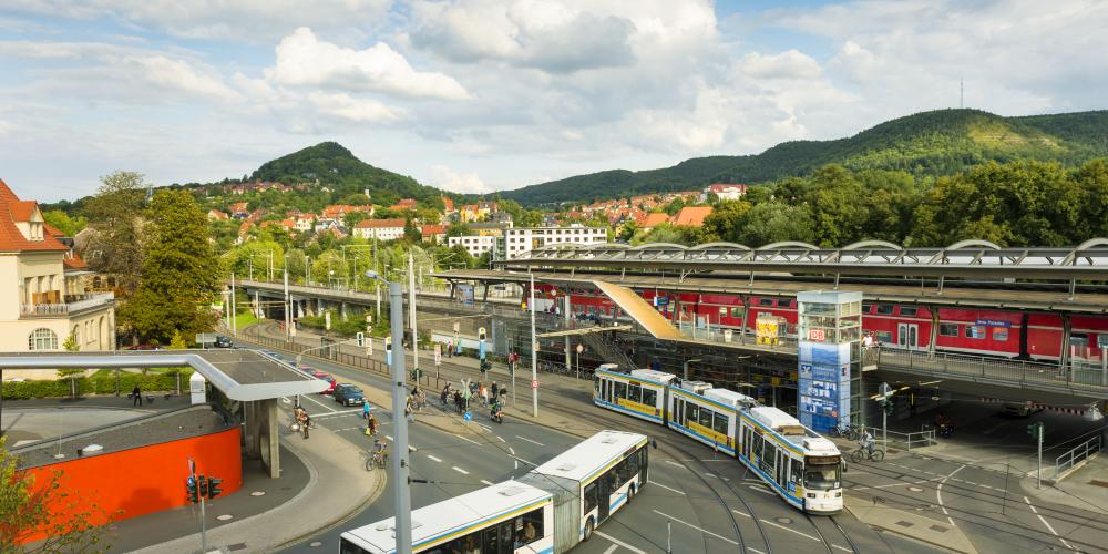 Paradies- und Busbahnhof der Stadt Jena.