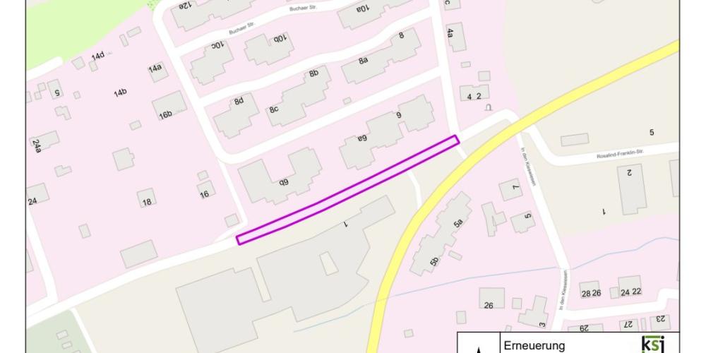 In einer Karte ist ein Straßenabschnitt markiert.