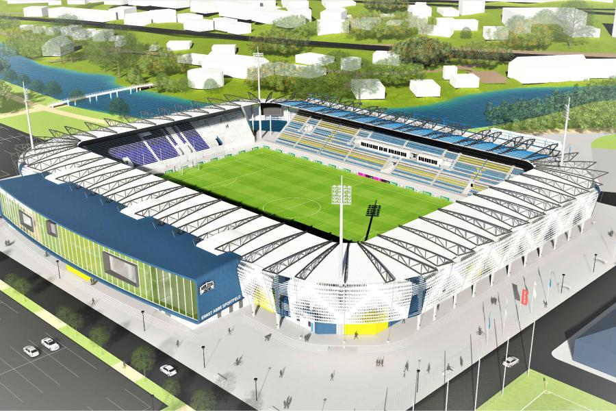 Ein virtuelles Modell eines Stadions