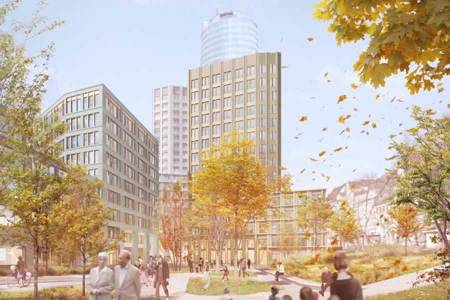 Ein virtuelles Rendering einer Innenstadt