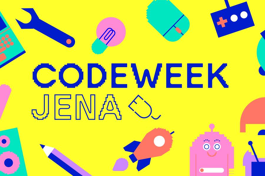 Eine Collage mit der Aufschrift Codeweek Jena