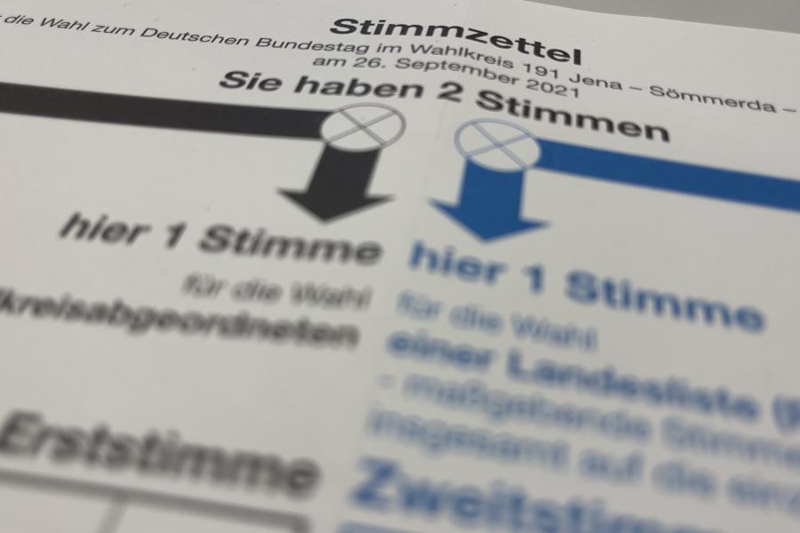 Ein Wahlschein des Jahres 2021