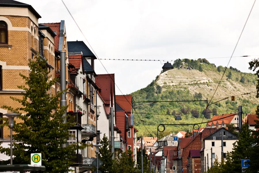 Blick auf den Jenzig von der Karl Liebknecht Straße aus 
