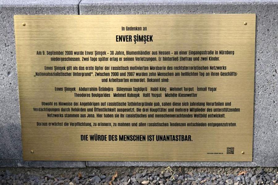 Gedenktafel für Enver-Şimşek, erstes Opfer des NSU