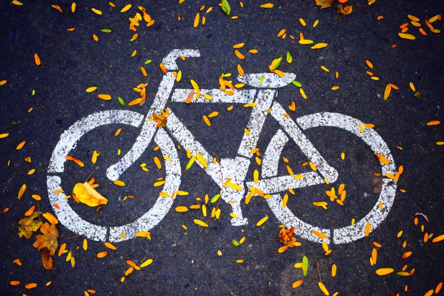 Ein markierter Fahrradweg