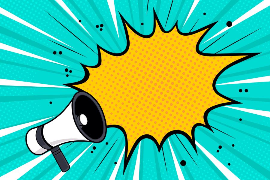 Ein Megaphone im Pop Art-Stil