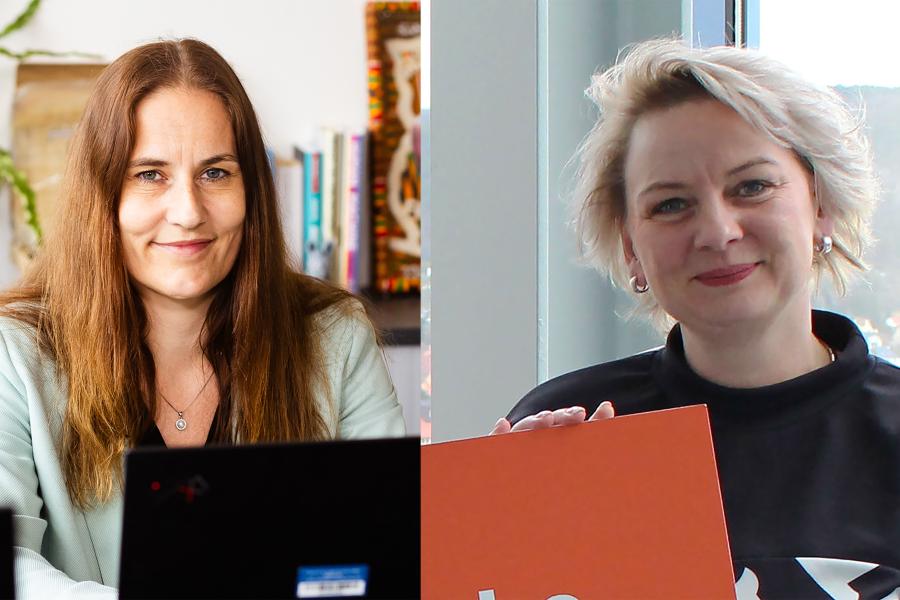 Collage aus zwei Bildern: Stephanie Hänsch, Vorständin von JenaDigital e.V. (l.) und Manuela Vogt, Geschäftsführerin der Kreishandwerkerschaft Jena/ SHK (Collage