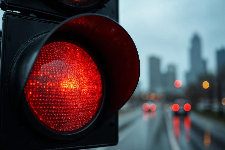 Rote Ampel im Freien