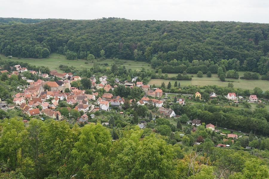 Blick auf den Ortsteil Ziegenhain mit Häusern und Straßen