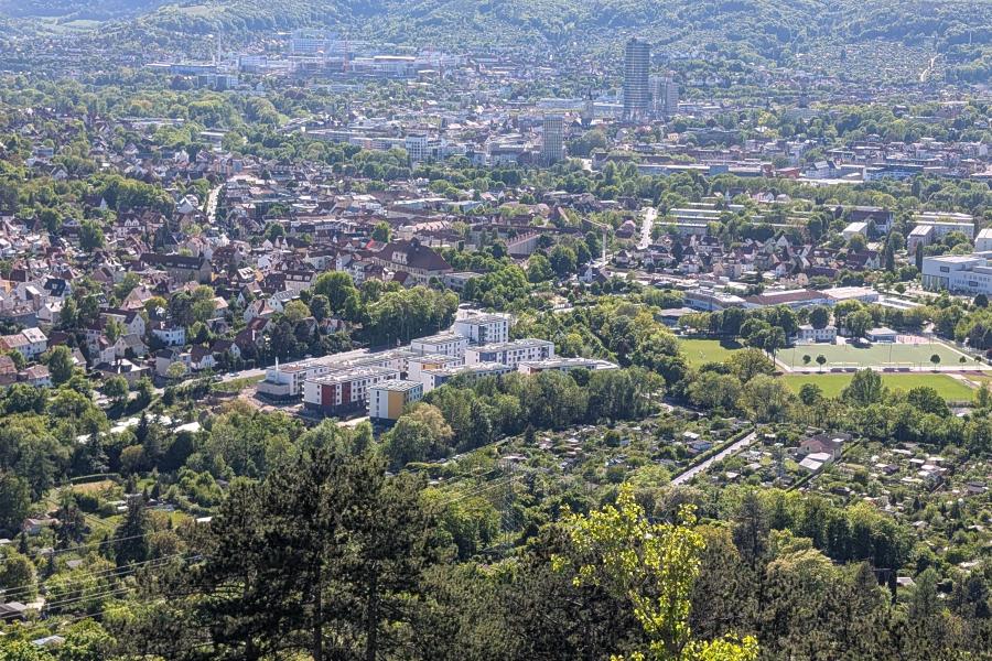 Blick vom Jenzig auf Jena u.a. auf die Erlenhöfe